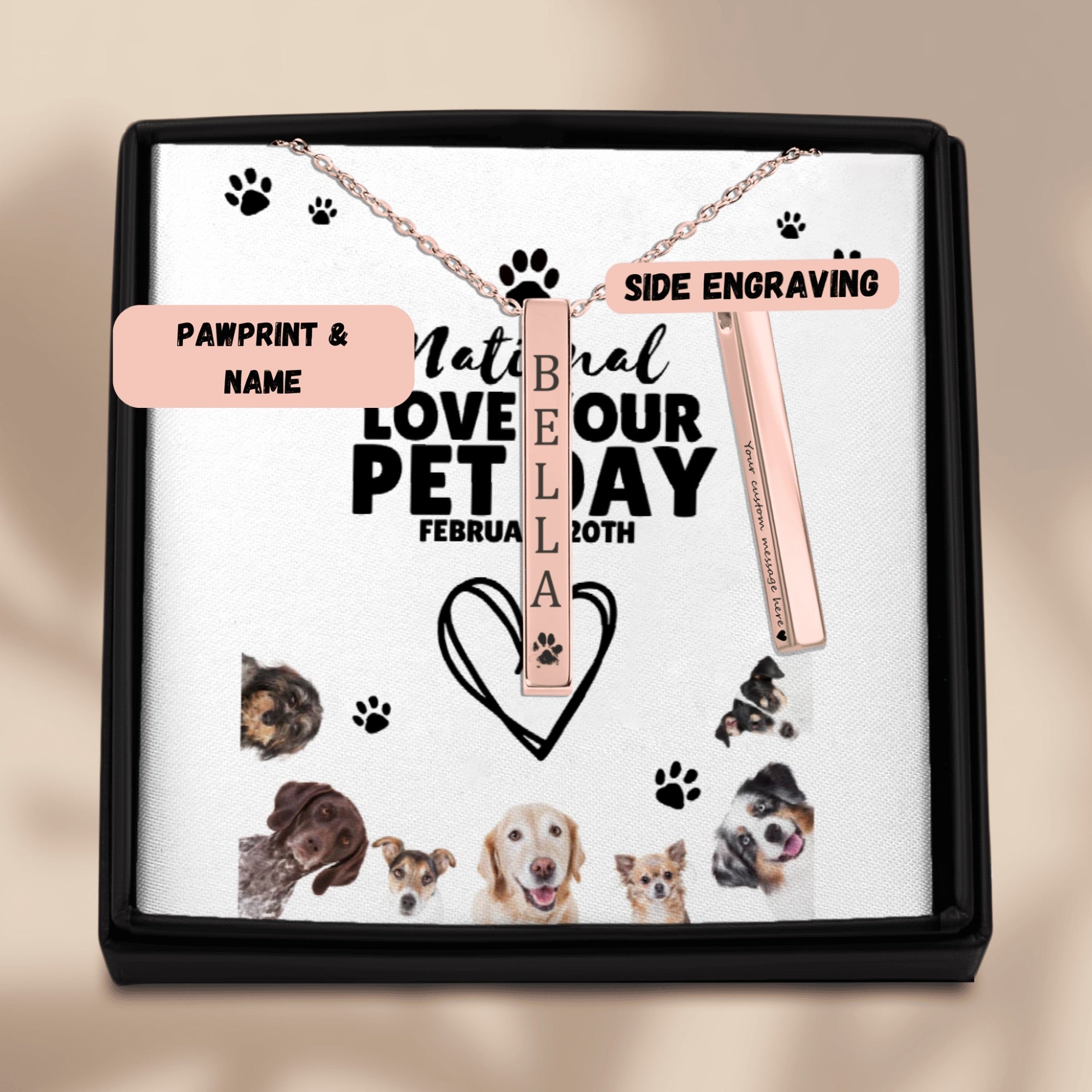 Pet Name & Paw Necklace
