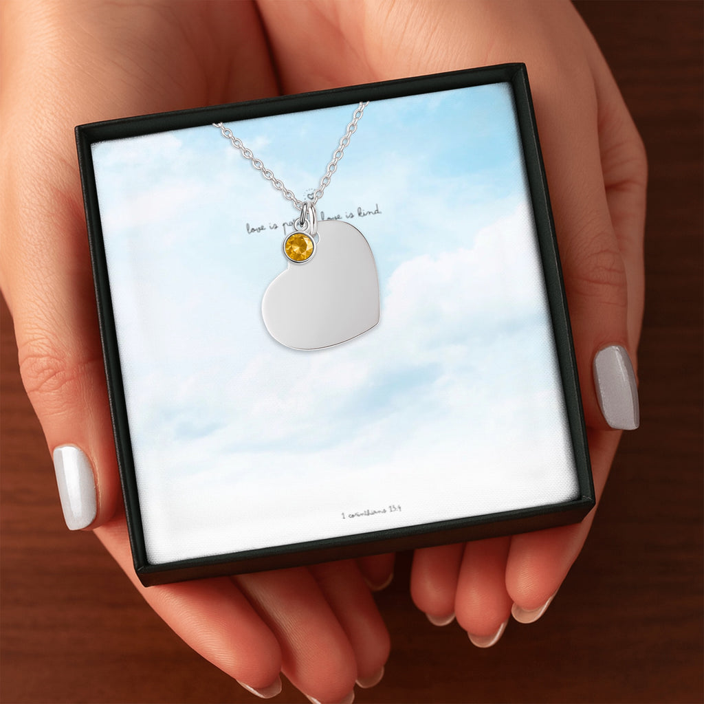 Heart Necklace with Birthstone