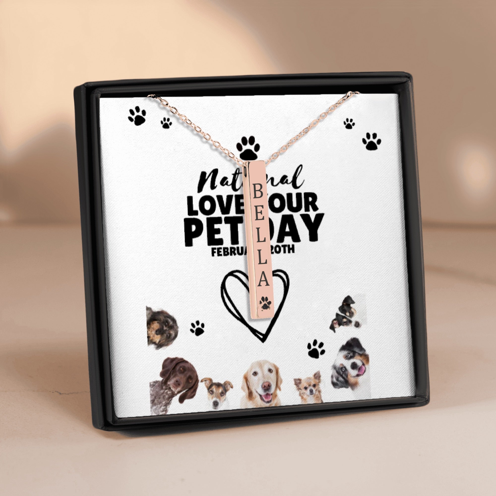 Pet Name & Paw Necklace